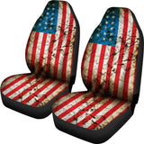 Grunge Wrinkled American Flag Patriotic Universal Fit Car Seat Covers 102422