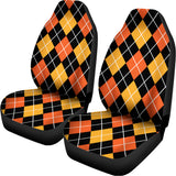 Halloween Black And Orange Argyle Print Universal Fit Car Seat Covers 102422
