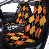 Halloween Black And Orange Argyle Print Universal Fit Car Seat Covers 102422