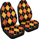 Halloween Black And Orange Argyle Print Universal Fit Car Seat Covers 102422