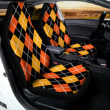 Halloween Black And Orange Argyle Print Universal Fit Car Seat Covers 102422