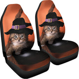 Halloween Cute Witch Cat Print Universal Fit Car Seat Covers 102422