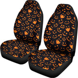 Halloween Pumpkin Faces Pattern Print Universal Fit Car Seat Covers 102422