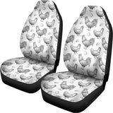 Hand Drawn Chicken Pattern Print Universal Fit Car Seat Covers 102422