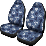 Heart Denim Jeans Pattern Print Universal Fit Car Seat Covers 102422