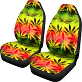 Hemp Leaf Reggae Pattern Print Universal Fit Car Seat Covers 102422