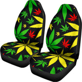 Hemp Leaves Reggae Pattern Print Universal Fit Car Seat Covers 102422