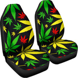 Hemp Leaves Reggae Pattern Print Universal Fit Car Seat Covers 102422
