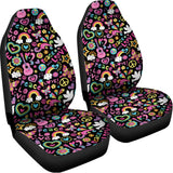 Hippie Peace Sign And Love Pattern Print Universal Fit Car Seat Covers 102422