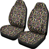 Hippie Peace Sign Flower Pattern Print Universal Fit Car Seat Covers 102422