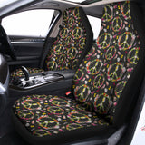 Hippie Peace Sign Flower Pattern Print Universal Fit Car Seat Covers 102422