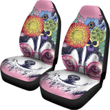 Hippie Siberian Husky Print Universal Fit Car Seat Covers 102422