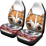 Hipster Pembroke Welsh Corgi Print Universal Fit Car Seat Covers 102422