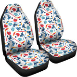 Hockey Equipment Pattern Print Universal Fit Car Seat Covers 102422