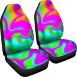 Holographic Neon Liquid Trippy Print Universal Fit Car Seat Covers 102422