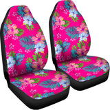 Hot Pink Aloha Hibiscus Pattern Print Universal Fit Car Seat Covers 102422
