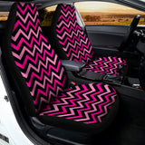 Hot Pink And Black Chevron Pattern Print Universal Fit Car Seat Covers 102422