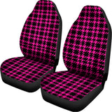 Hot Pink And Black Houndstooth Print Universal Fit Car Seat Covers 102422