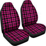 Hot Pink And Black Houndstooth Print Universal Fit Car Seat Covers 102422