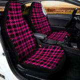 Hot Pink And Black Houndstooth Print Universal Fit Car Seat Covers 102422