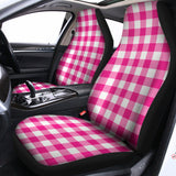 Hot Pink And White Buffalo Check Print Universal Fit Car Seat Covers 102422