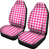 Hot Pink And White Houndstooth Print Universal Fit Car Seat Covers 102422