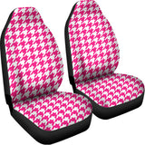Hot Pink And White Houndstooth Print Universal Fit Car Seat Covers 102422