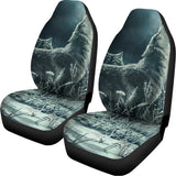 Howling Snowy Wolf Painting Print Universal Fit Car Seat Covers 102422