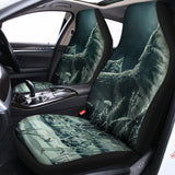 Howling Snowy Wolf Painting Print Universal Fit Car Seat Covers 102422