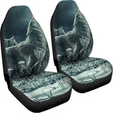 Howling Snowy Wolf Painting Print Universal Fit Car Seat Covers 102422