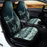 Howling Snowy Wolf Painting Print Universal Fit Car Seat Covers 102422