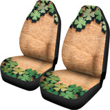 Irish Four Leaf Clovers Wood Print Universal Fit Car Seat Covers 102422