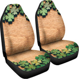 Irish Four Leaf Clovers Wood Print Universal Fit Car Seat Covers 102422