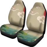 Japanese Cranes At Sunset Print Universal Fit Car Seat Covers 102422