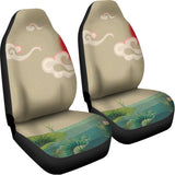 Japanese Cranes At Sunset Print Universal Fit Car Seat Covers 102422