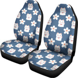 Japanese Lucky Cat And Sakura Print Universal Fit Car Seat Covers 102422