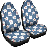 Japanese Lucky Cat And Sakura Print Universal Fit Car Seat Covers 102422