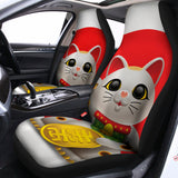 Japanese Lucky Cat Maneki Neko Print Universal Fit Car Seat Covers 102422
