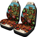 Japanese Samurai And Tiger Print Universal Fit Car Seat Covers 102422