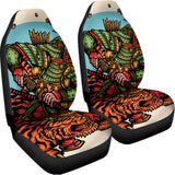 Japanese Samurai And Tiger Print Universal Fit Car Seat Covers 102422