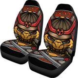 Japanese Samurai Mask Print Universal Fit Car Seat Covers 102422