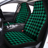 Jungle Green And Black Houndstooth Print Universal Fit Car Seat Covers 102422