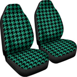Jungle Green And Black Houndstooth Print Universal Fit Car Seat Covers 102422