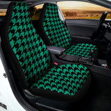 Jungle Green And Black Houndstooth Print Universal Fit Car Seat Covers 102422
