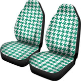 Jungle Green And White Houndstooth Print Universal Fit Car Seat Covers 102422