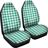 Jungle Green And White Houndstooth Print Universal Fit Car Seat Covers 102422