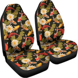 Koi Carp And Lotus Pattern Print Universal Fit Car Seat Covers 102422