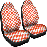 Lava Orange And White Checkered Print Universal Fit Car Seat Covers 102422