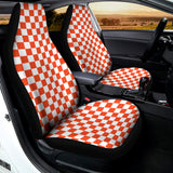 Lava Orange And White Checkered Print Universal Fit Car Seat Covers 102422