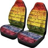 LGBT Pride Rainbow Brick Wall Print Universal Fit Car Seat Covers 102422